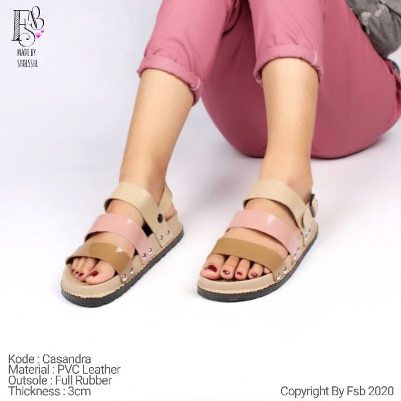 Fsb - CASSANDRA Slip Sandal Wanita Model Tali Buckle