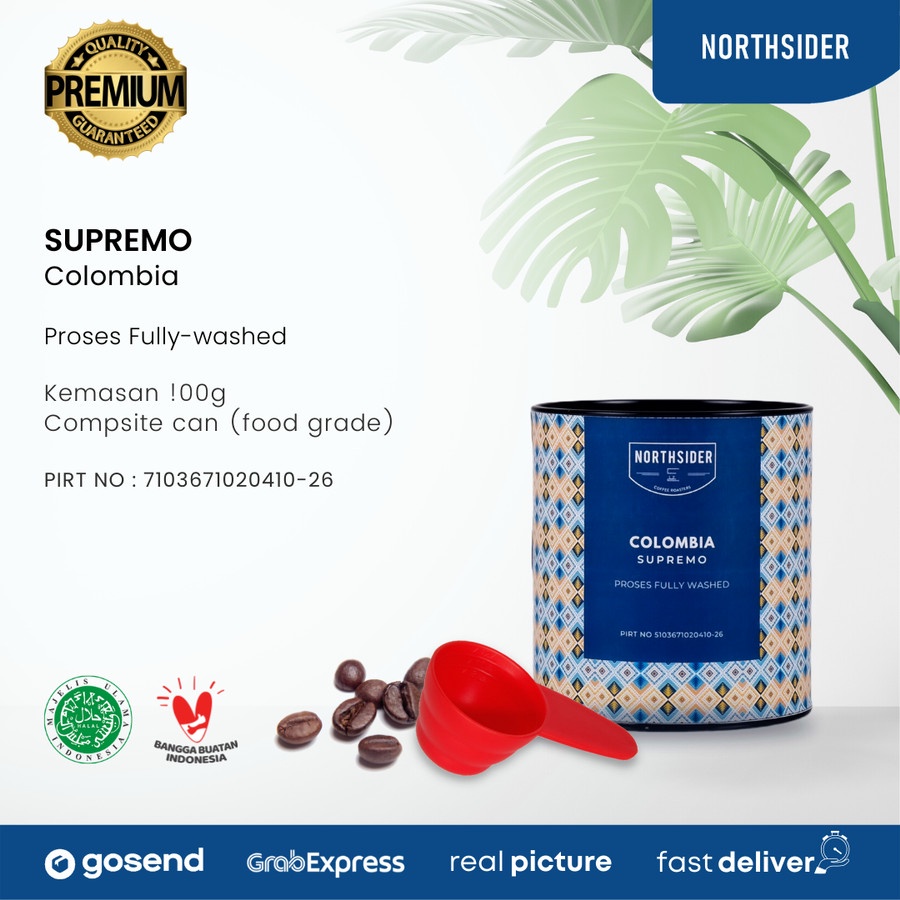 BIJI KOPI ARABIKA COLOMBIA SUPREMO WASHED -100GR NORTHSIDER COFFE