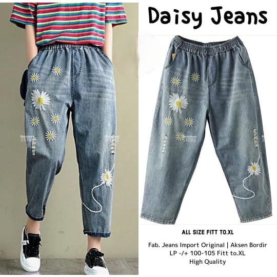 MEKAR PANTS CELANA BOYFRIEND JEANS PANJANG BORDIR MATAHARI Celana Jeans Bordir // Celana Wanita Kekinian