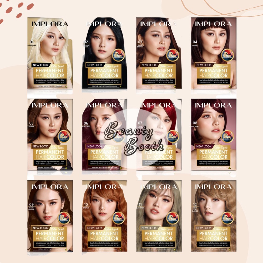 IMPLORA New Permanent Hair Color | Cat Rambut Perwarna Bleaching Warna Alami