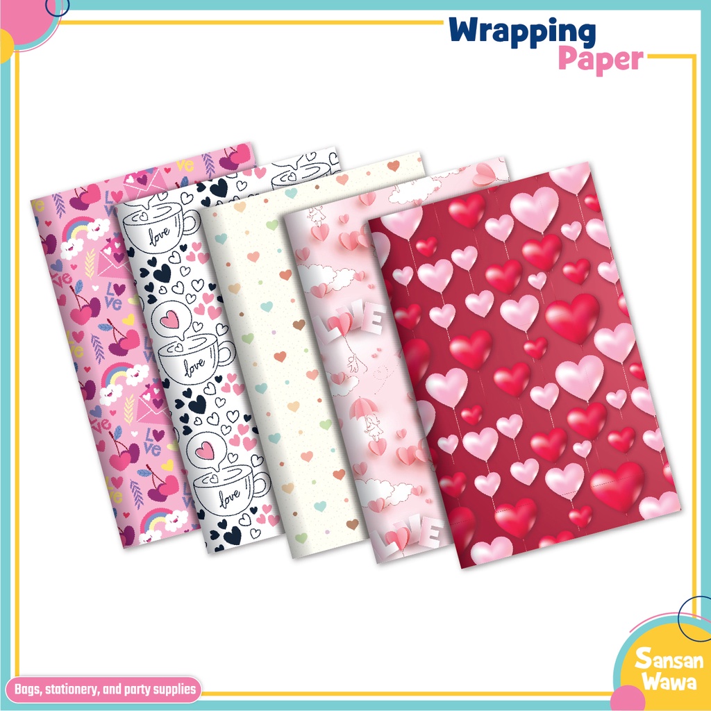

Wrapping Paper, Kertas Kado Sansan Wawa - Baby, London, Hati, Batik ISI 100 Lembar
