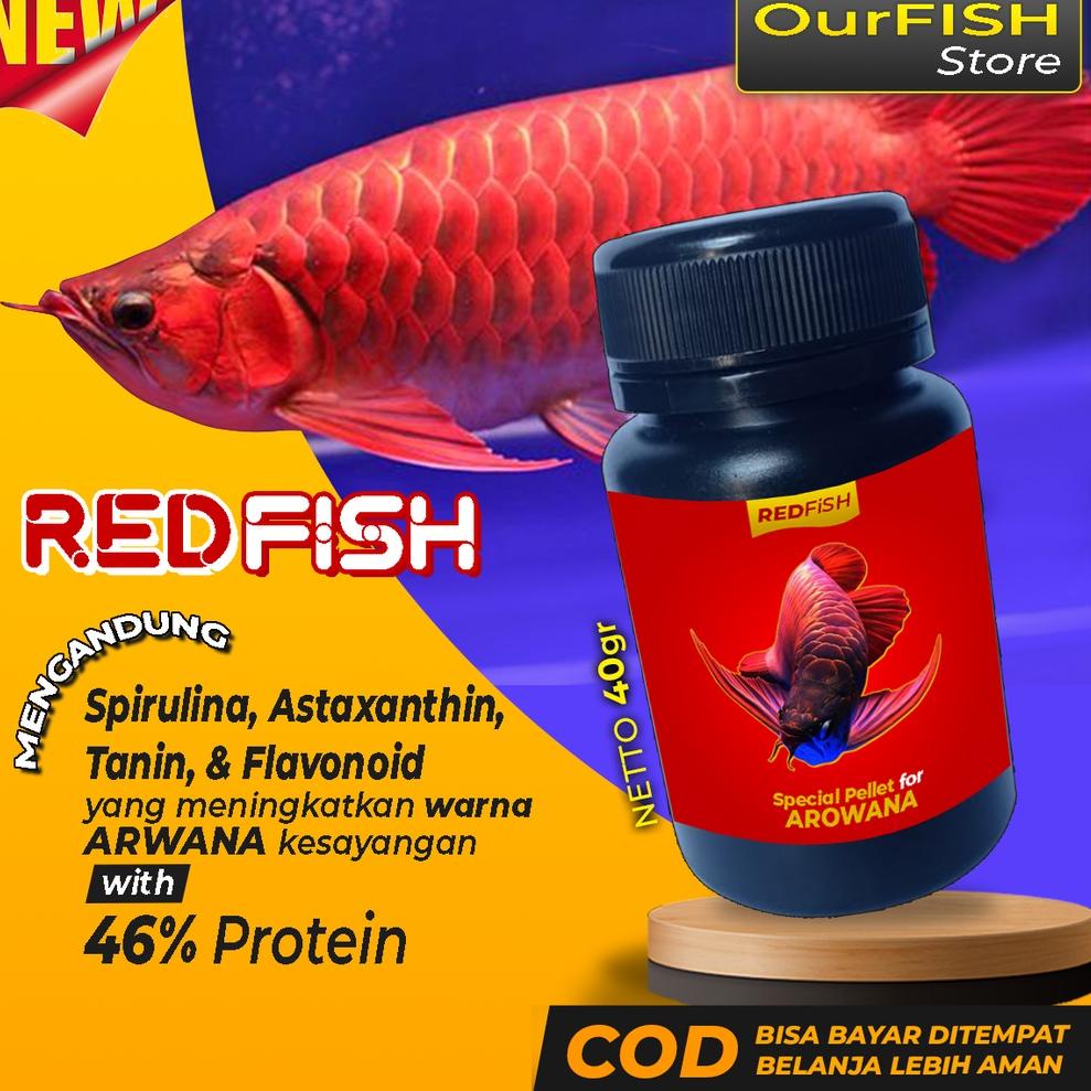 ✔ Pelet Ikan Arwana REDFISH Makanan Pakan Ikan Arwana Super Red Golden Red Silver Red Jardini Silver ㅢ
