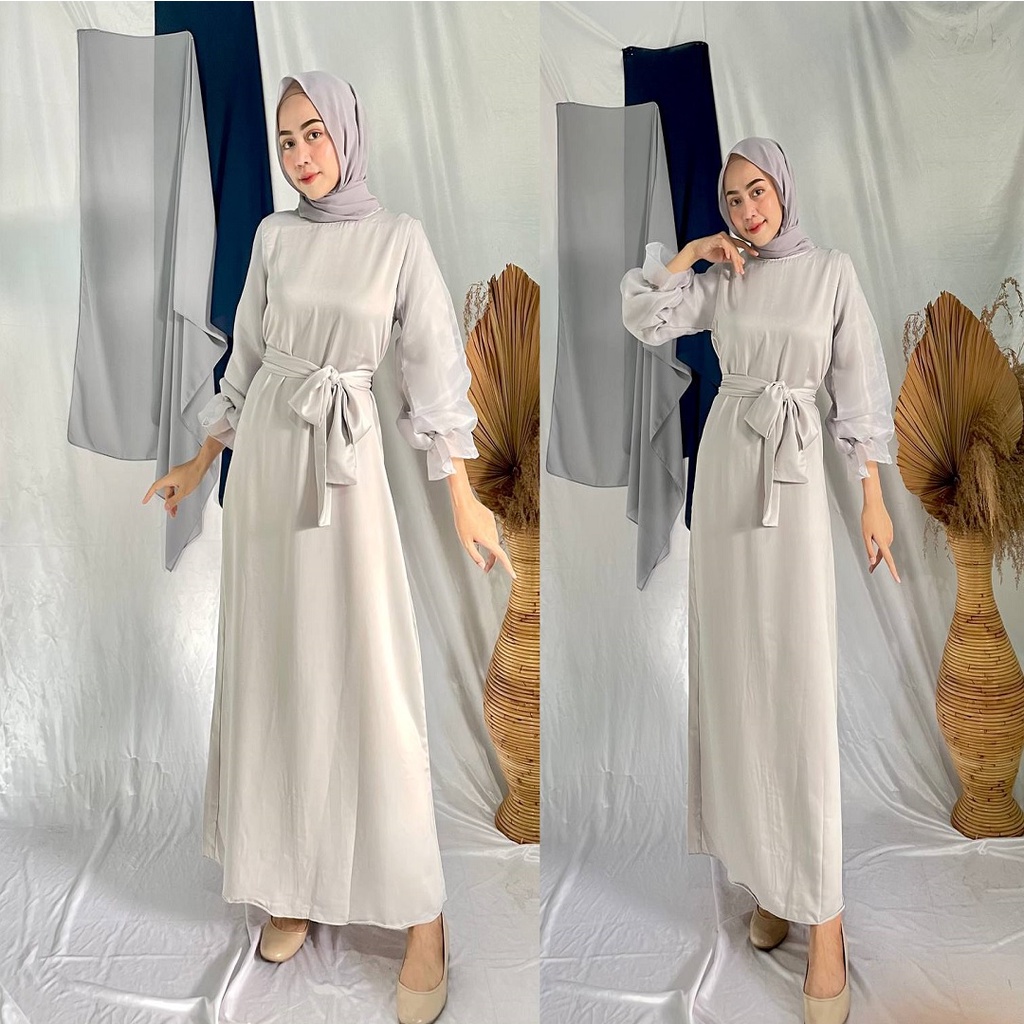 Ava Dress Organza Baju Pesta Gamis Satin Silk Muslim Kondangan Wanita