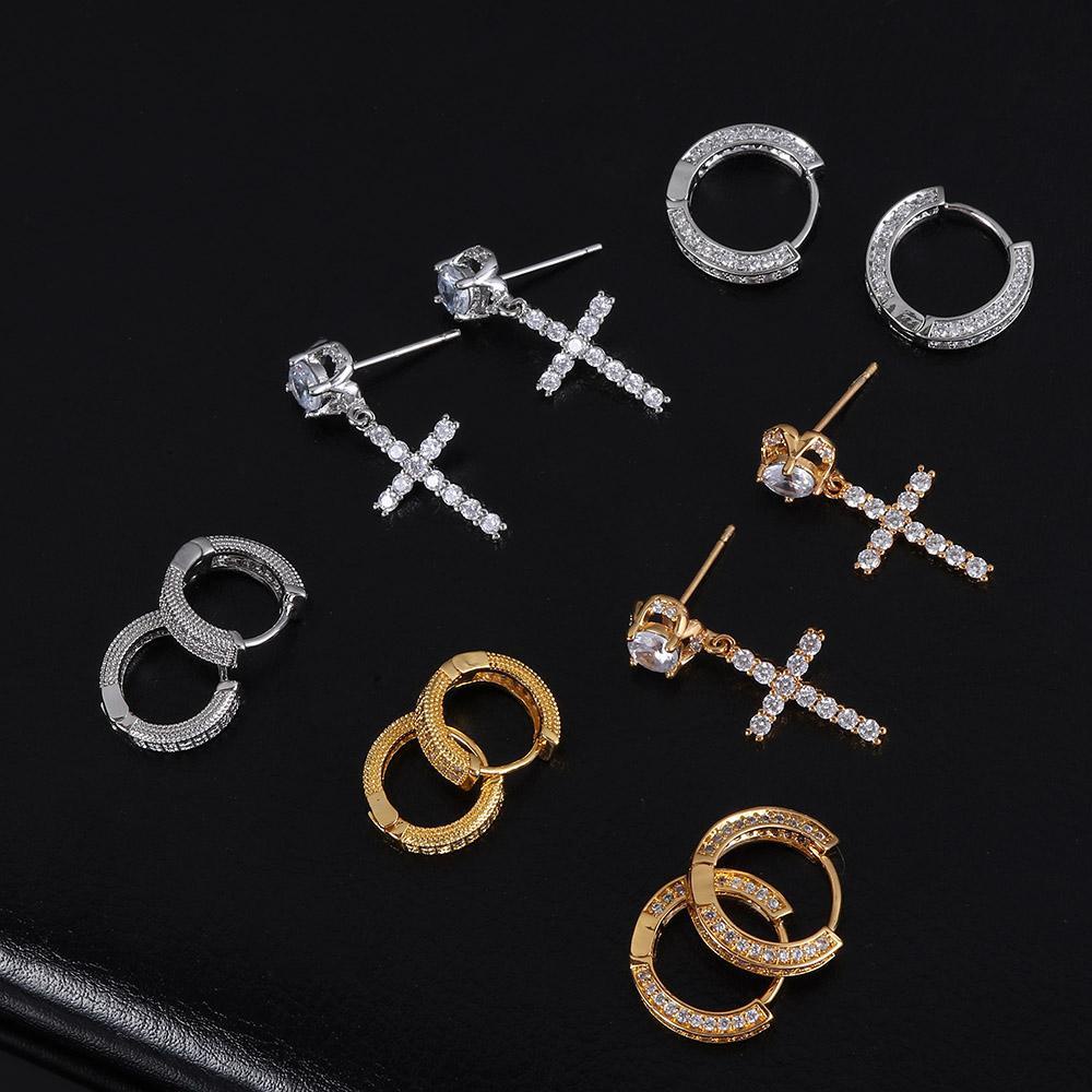 Lily Cross Anting Perhiasan Fashion Helix Tulang Rawan Tragus Cubic Zirconia Huggie Hoop Earring Zirkon Telinga Stud