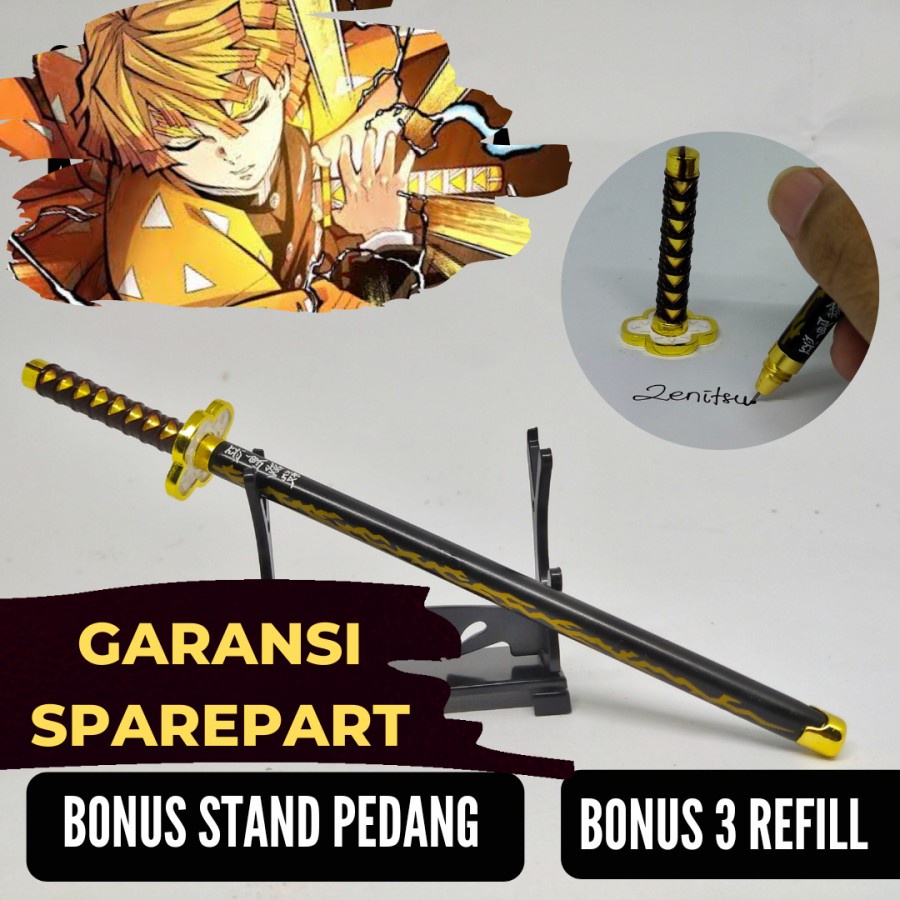 

Pulpen Pedang Zenitsu Sword pen anime Demon Slayer Pulpen stand Stainless Steel panjang mini ukuran