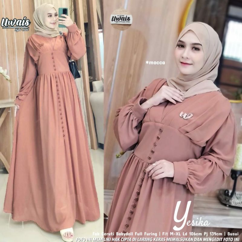 Yesikka by Uwais - Maxi Dress Gamis Busui Balon Ceruty Babydoll