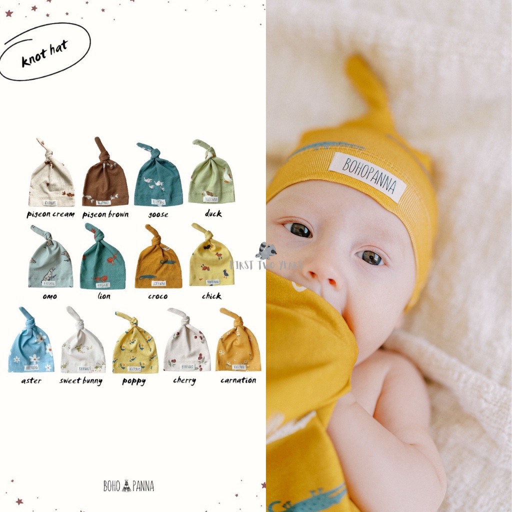 BOHOPANNA - KNOT HAT MOTIF PRINT - Topi Bayi