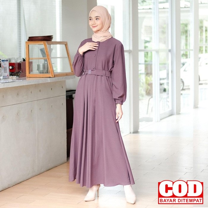 Baju Gamis Wanita Muslim Terbaru Sandira Dress cantik Murah kekinian GMS01-LILAC