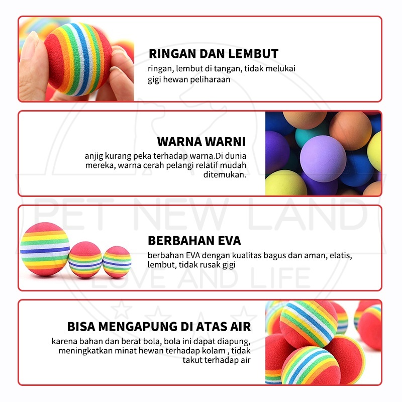 Mainan Bola Pelangi Kucing Anjing Bola Interaktif Elatis Rendah Pet Toy Aksesoris Hewan Peliharaan