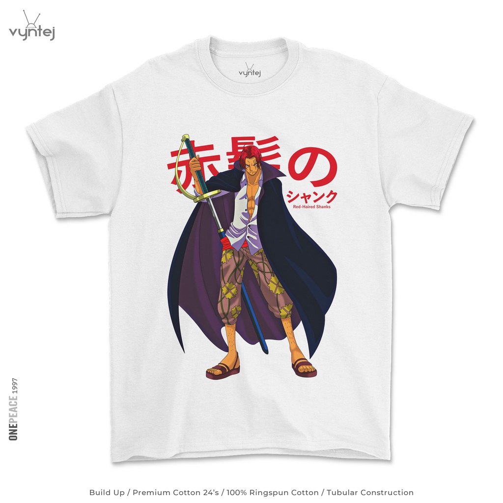 Kaos ONE PIECE Red Haired Shanks - Anime T Shirt | 004 - Baju Movie Film Manga