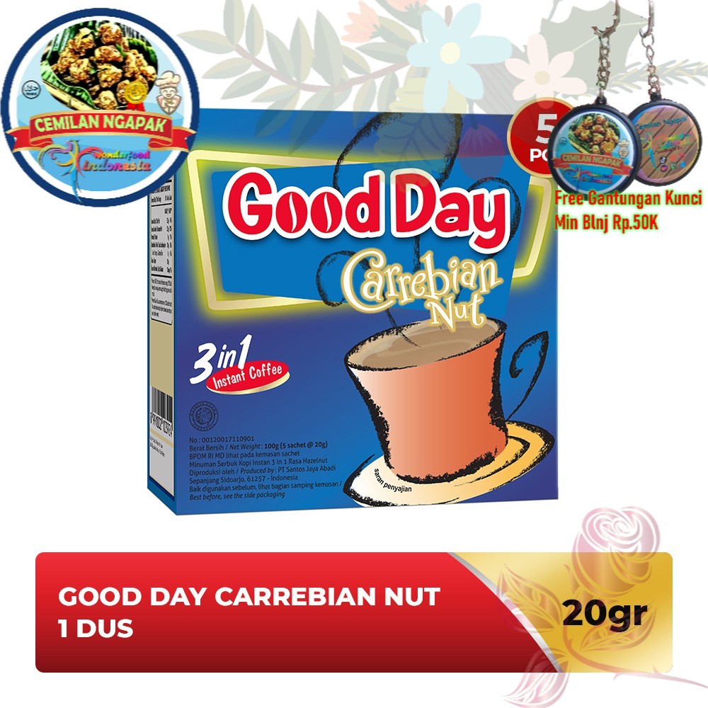 

GOOD DAY Carrebian Nut 1 Dus (5 x 20 gr) Kopi Santai