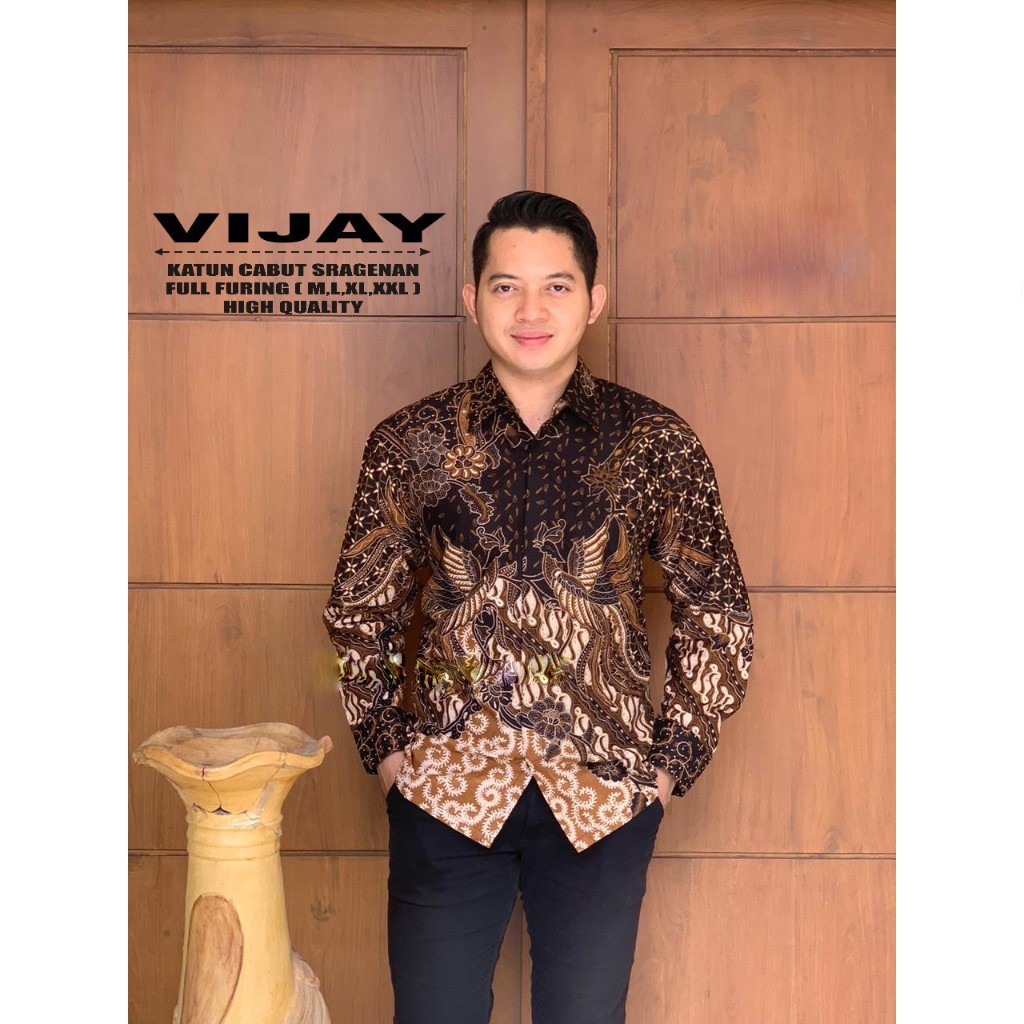 Kemeja Batik Solo Lengan Panjang Vijay Lapis Furing Original Atasan Modern Premium Produsen Pabrik AFANDI LEKSKMANA OPO PINK RANTING MERAH GINANDRA MAHOGRA AROMA KOPI DAUN RANTAI DWI MUKTI MOCCA BAYUSUTA NAVY KEMBANG BIRU BANYU IJO NEW KRISNAMUKTI MANUK