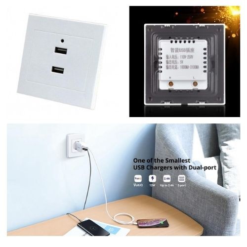 Colokan Listrik Stop Kontak Dinding 2 Port USB Wall Socket 2.1A 111153