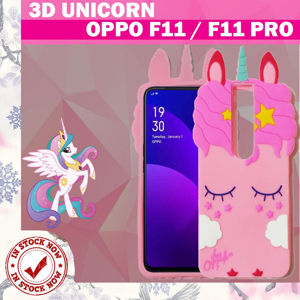 Silikon 3D Karakter Oppo F11 / F11 Pro Unicorn 3D Case Boneka Oppo F11 / F11 Pro Silikon 4D Case