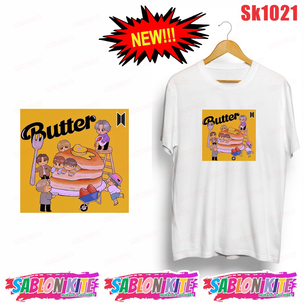 MURAH!!! KAOS KPOP KARTUN BUTTER SK1021 ADA 8 WARNA UNISEX COMBED 30S