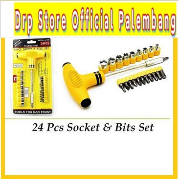 Obeng T Five Star 24pcs Socket &amp; Bits Set | Obeng &amp; Kunci T 24in1 tool kit toolkit bunga min minus