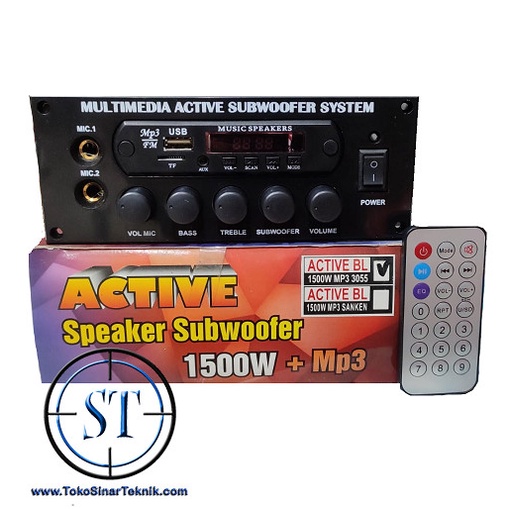 Kit Amplifier Speaker Active Aktip 1500W PMPO Stereo Multimedia Subwoofer System + MP3 Radio FM Remote TIP 3055-2955