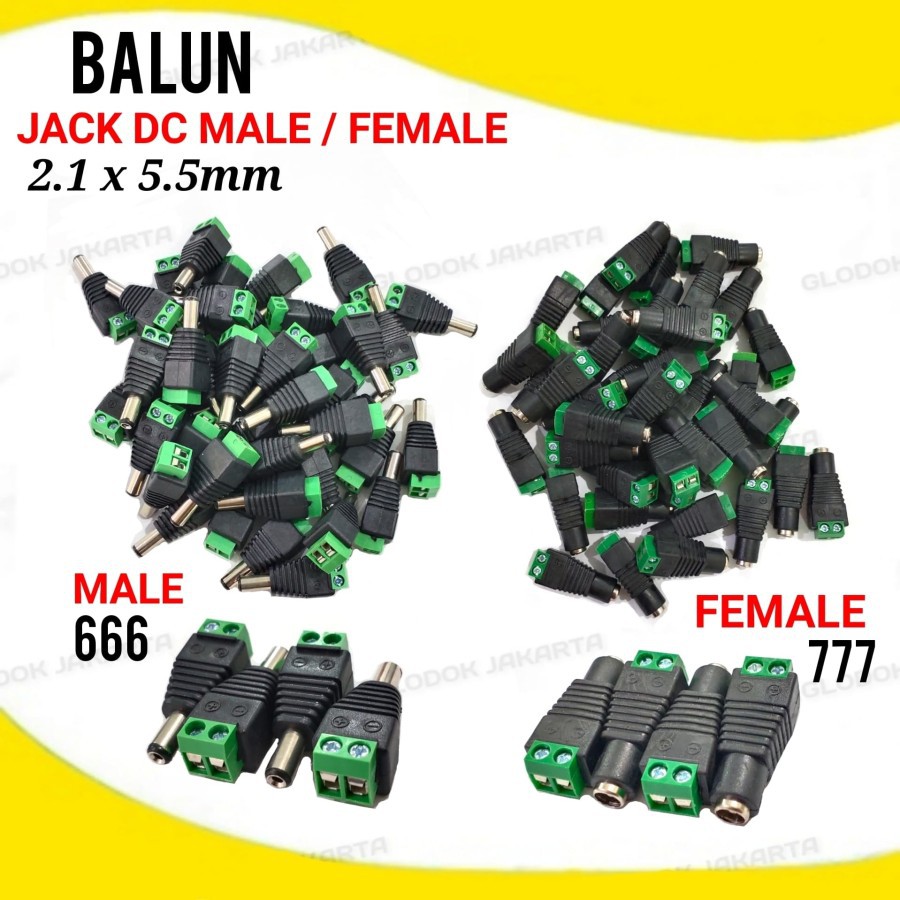 Jack BNC Balun DC Baut Jantan Betina 2.1x5.5mm Male Female Socket