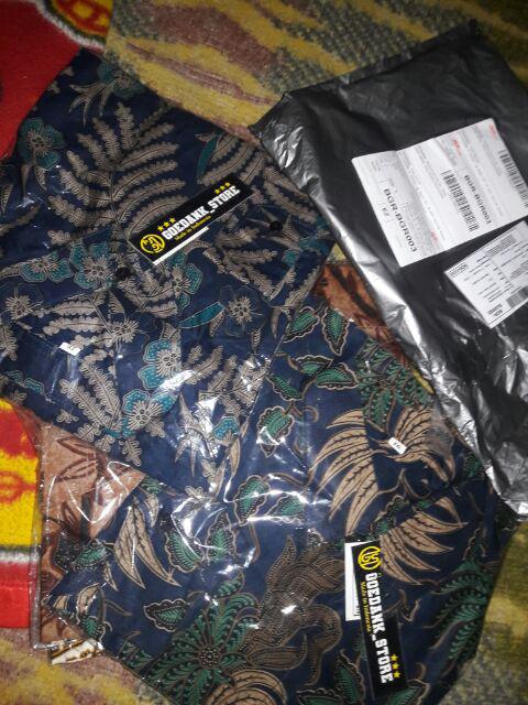 Kemeja Batik Pria Lengan Panjang Size M L Xl Xxl  Bswart Batik Hrb026 Kenongo Hem Panjang Padi