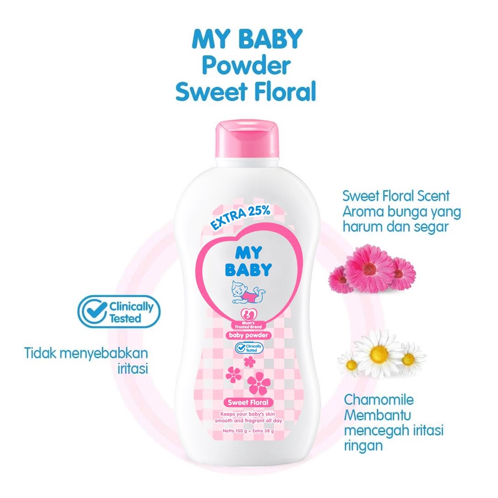 Bedak Bayi My Baby Powder  Pink Wangi Sweet Floral 150gr