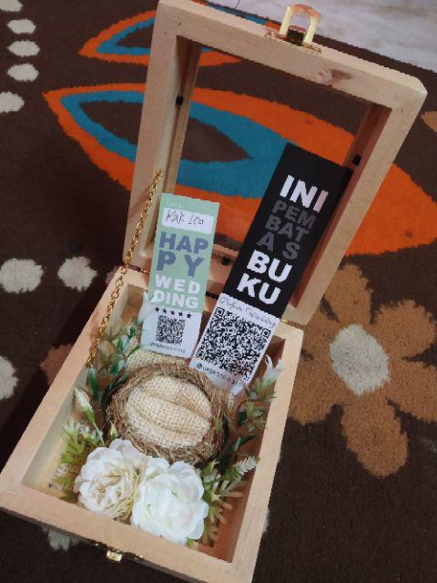 Kotak Cincin Kayu + Bunga Untuk Seserahan/ Kcb