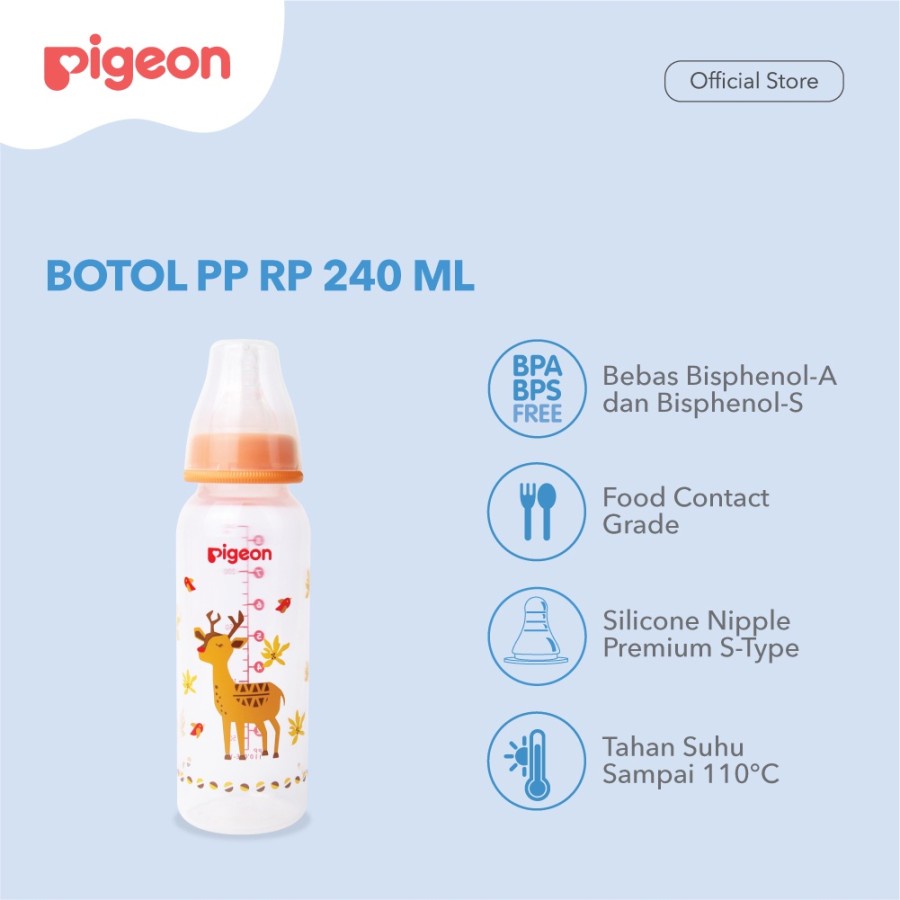 PIGEON BOTOL PP RP 240 ML RUSA W/ S TYPE SILICONE NIPPLE 010851