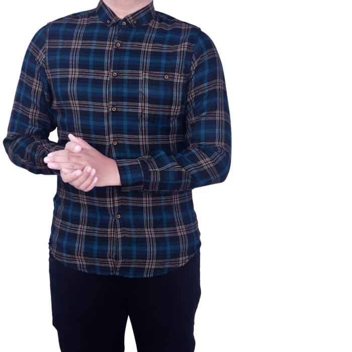 Populer kemeja flanel planel flannel pria black & grey