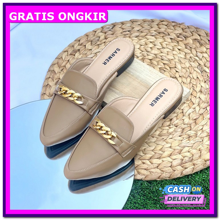 Ready Stock Lmv➝ Sendal Sandal Sepatu Heals High Heels Haigh Heels Hil Sarmer - Brigita Mules Mocca
