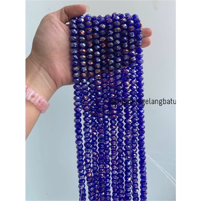 Crystal Ceko 12mm BLUE QUARTZ metallic biru kuarsa metal kristal impor bahan kalung gelang anting strap mask kerajinan tangan craft citayam fashion week etink vintage elegan bali manik crystal