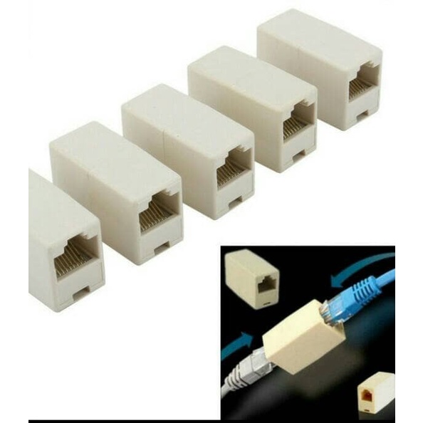 Barrel / Barel Konektor RJ45 / Penyambung Dua Konektor RJ 45 UTP LAN