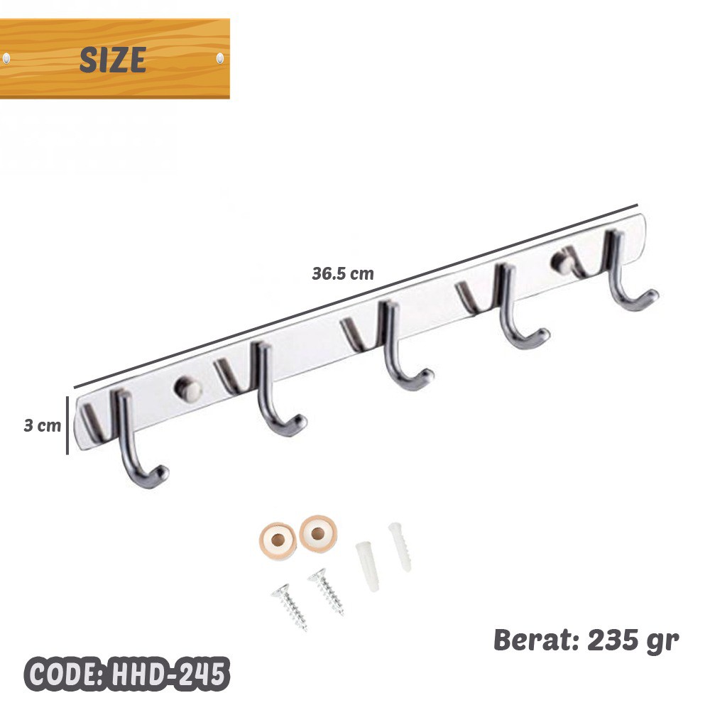 Capstock 5 Hook Kapstok Gantungan Baju HHD-245