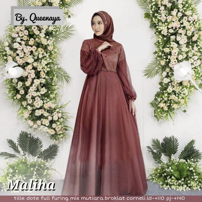 Gamis Lebaran - Dress Brokat Tille Full Furing - Maliha Dress