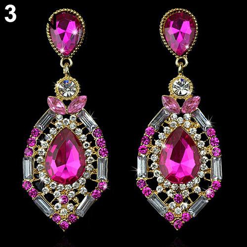 Mewah Elegan Teardrop Bentuk Berlian Imitasi Besar Jatuhkan Menjuntai Anting Hadiah-1