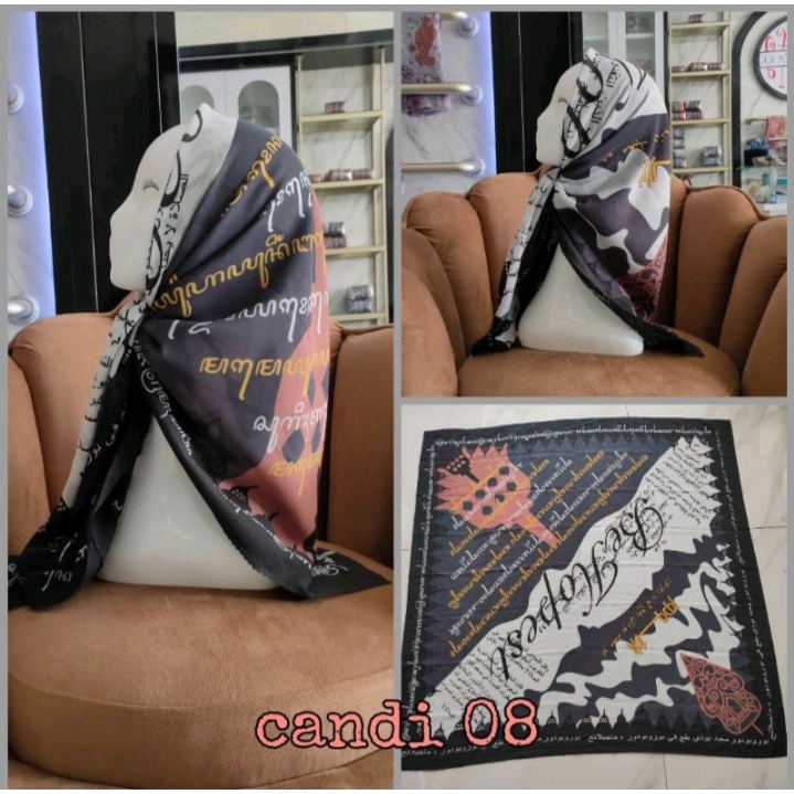 Hijab Segiempat Motif Koran arab / arabic premium / Kerudung voal best seller-CANDI 08