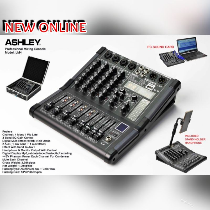 MIXER ASHLEY LM4/LM4 4ch USB BLUETOOTH SOUND CARD ORIGINAL