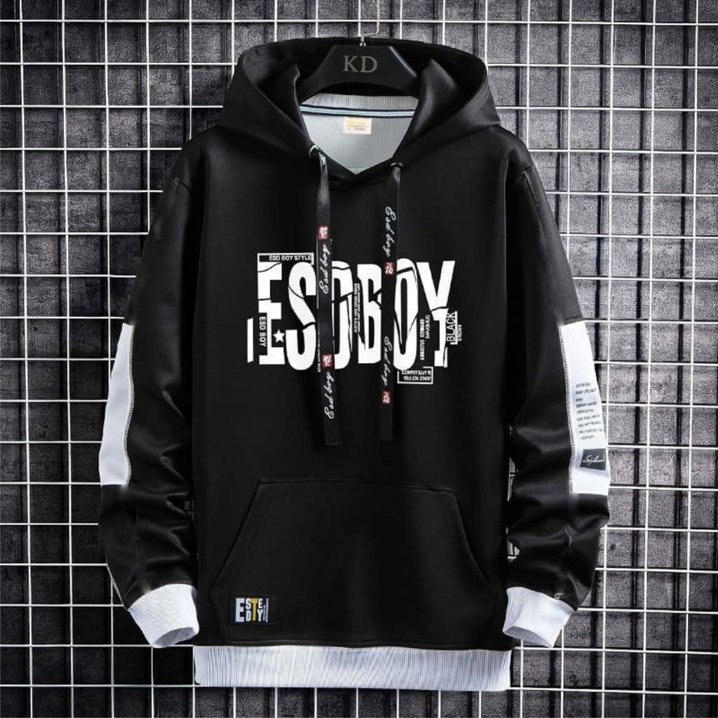 ESEBOY -Sweater Hoodie korea Remaja Tanggung Dewasa | Jaket hodie Cowok Cewek Kekinian | sweter Hodi-hitam