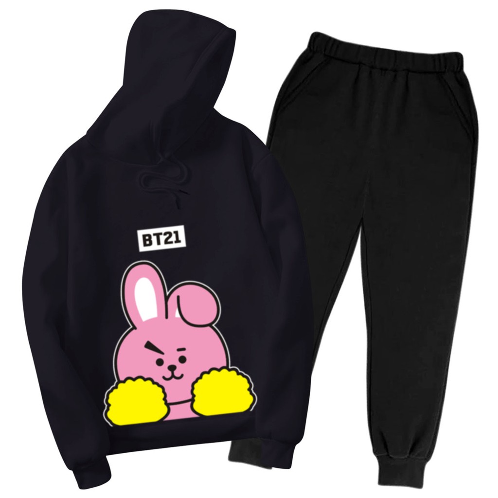 BESS - Setelan Hoodie Wanita Murah / Setelan Hoodie + Jogger Hitam - CUKY BW