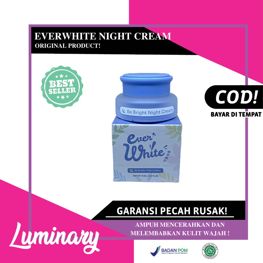 EVERWHITE NIGHT CREAM BPOM KRIM PELEMBAB WAJAH PERAWATAN KULIT WAJAH MOISTURIZING BRIGHTENING