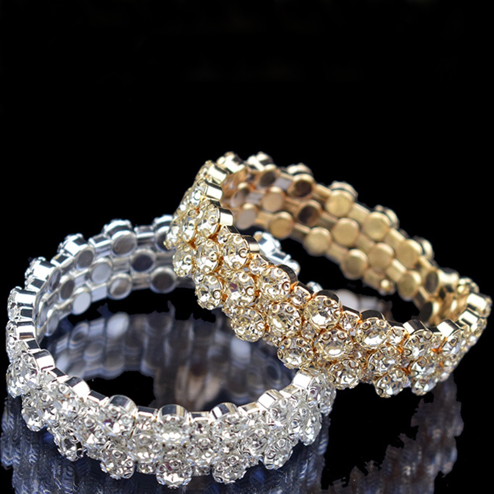 Gelang Multi Baris Bahan Cubic Zirconia Untuk Wanita