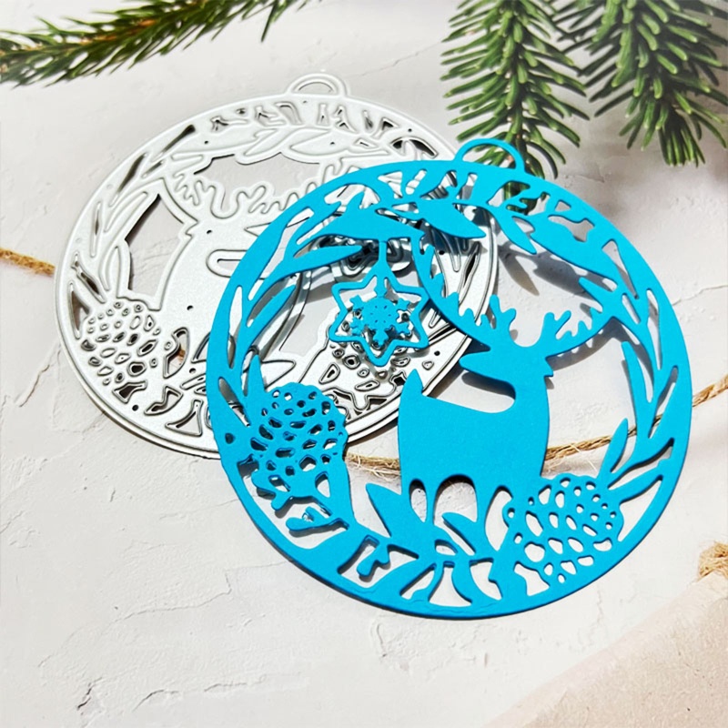 Cetakan Stensil Cutting Dies Motif Rusa Natal Bahan Metal Untuk Scrapbook / Craft Handmade DIY