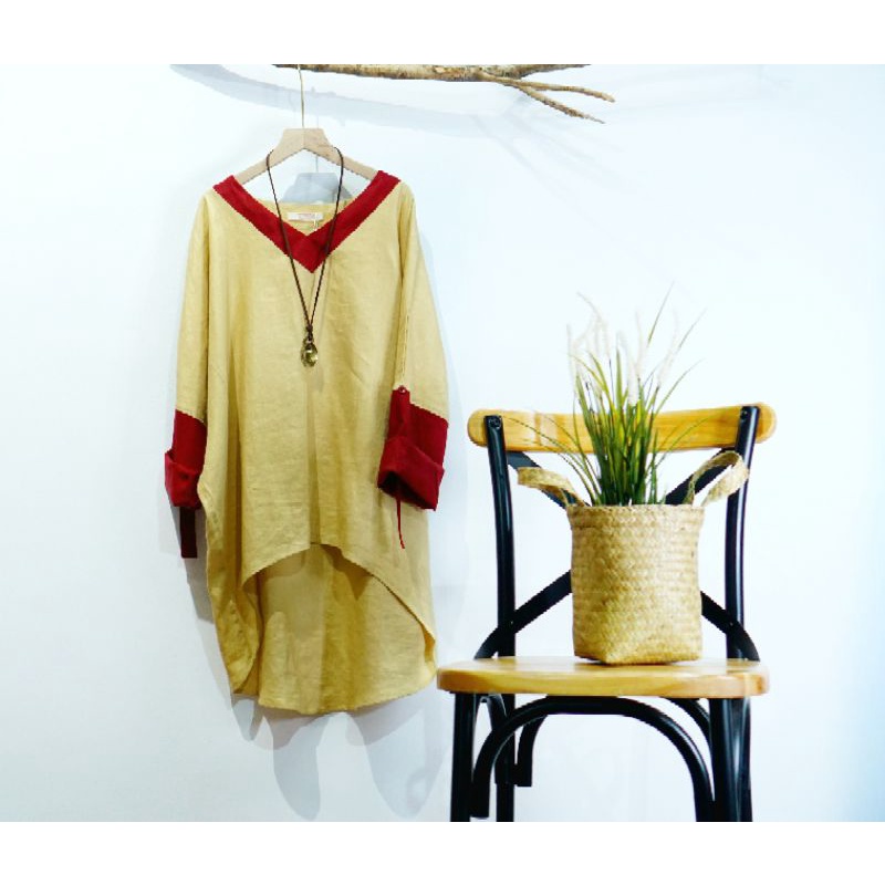 BLOUSE OVERSIZE LINEN WANITA