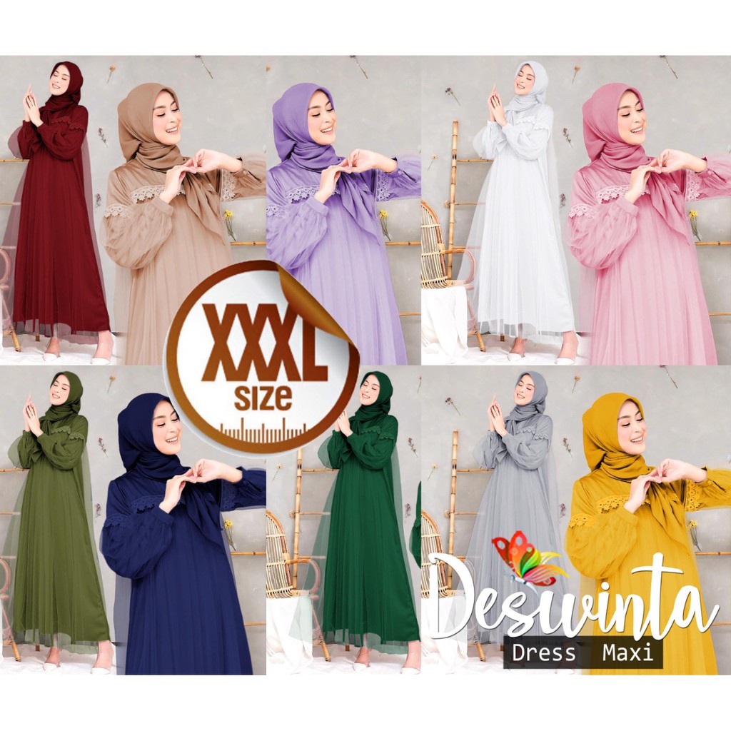 MAXI DESWINTA / Gamis brukat renda tile organza premium / Gamis brukat jumbo / Maxy dress pesta kond