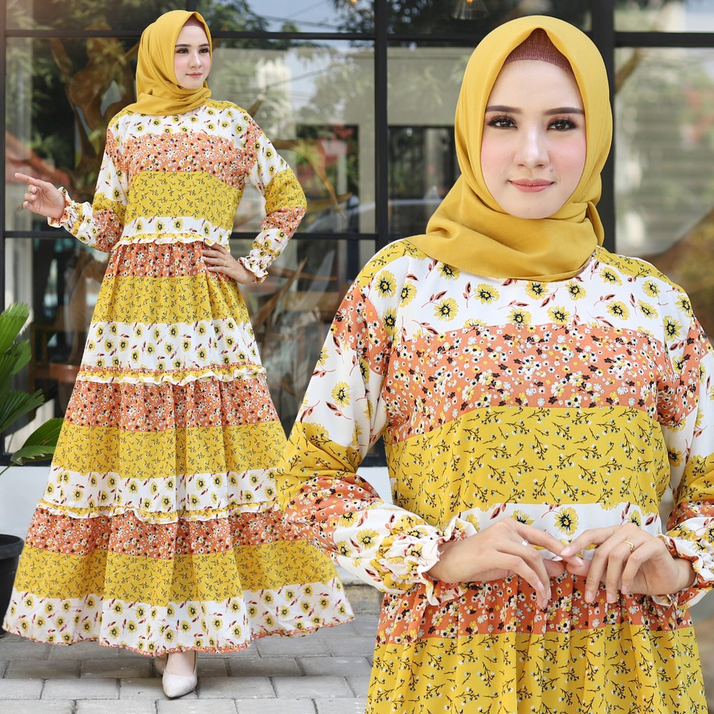 HOPYLOVY - Maxi Dress Wanita Motif Bunga Rinda