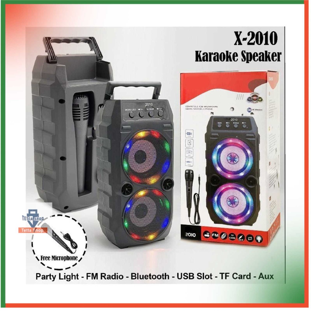 Spiker Karaoke Ada Lampu Nyala Warna Warni Bonus Mic Tinggal Pakai XTM 2010 Salon Karoke Speaker Rainbow Led Free Microphone