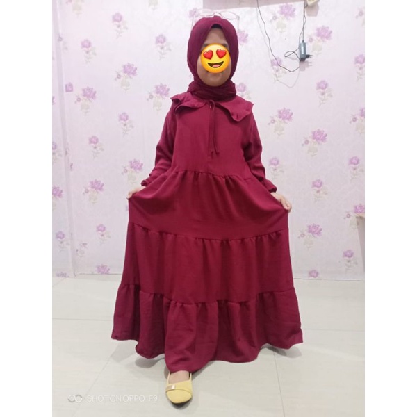 MIDI dress polos anak/MIDI dress polos/midi dress cringkel