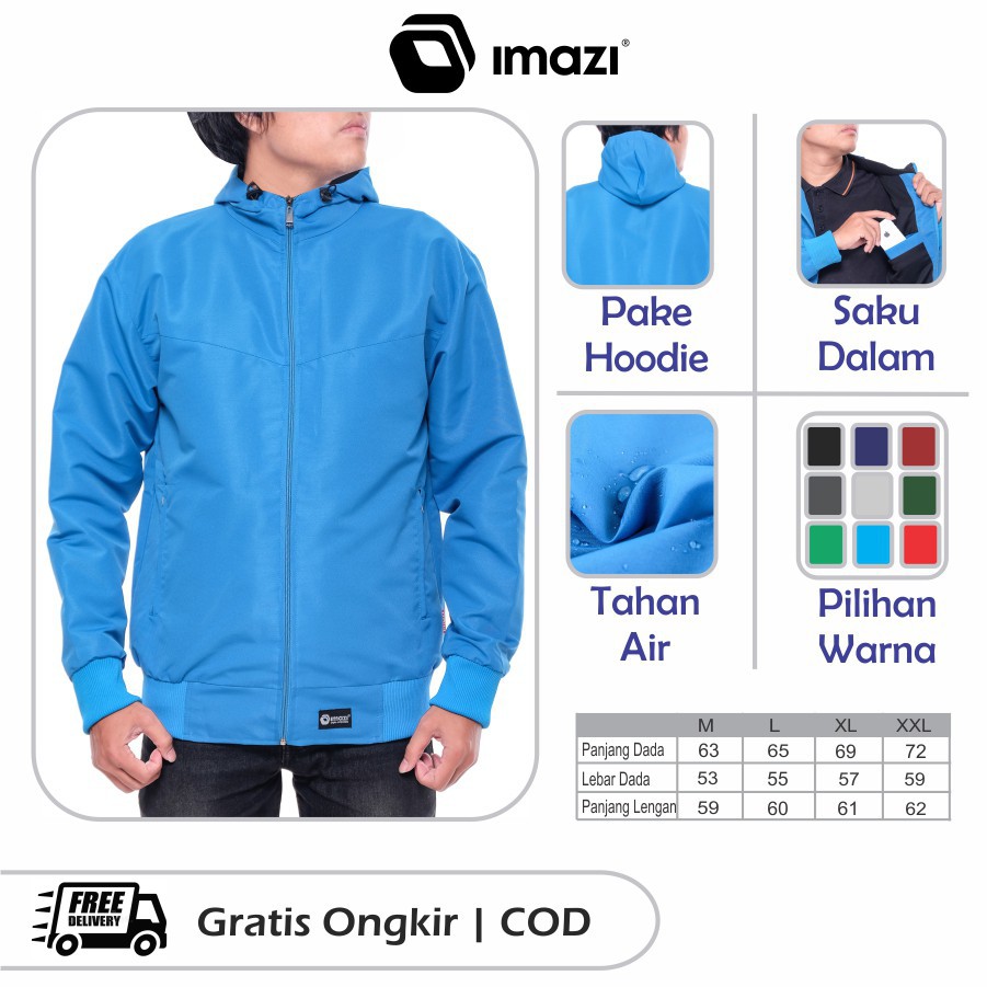 (JAKET ANTI AIR) Jaket Running Parasut Taslan Outdor Original Imazi Waterproof Turkis Anti Air