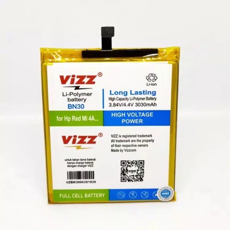 Baterai Batre Vizz Xiaomi Redmi 4A BN30 Original Vizz