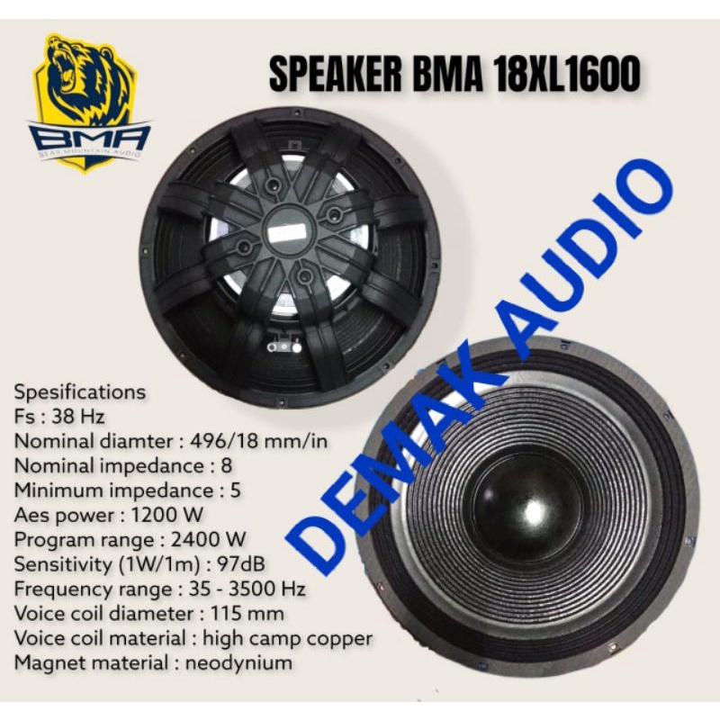SPEAKER BMA 18 INCH SPIKER BMA 18XL1600 NEO ORIGINAL