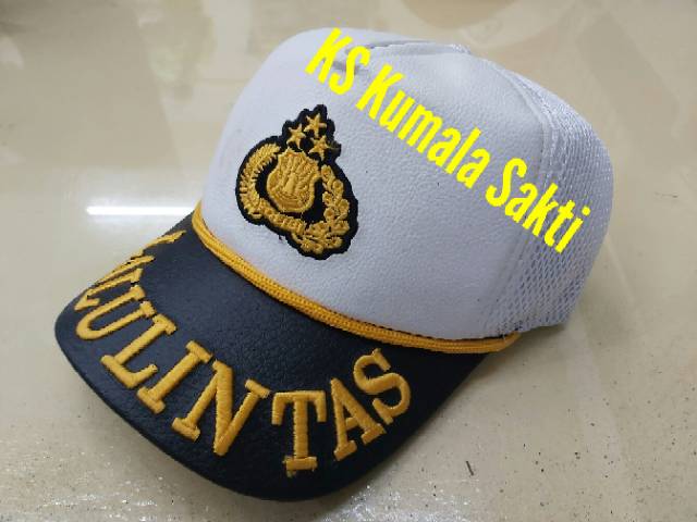 Topi Polantas Putih Lis Biru