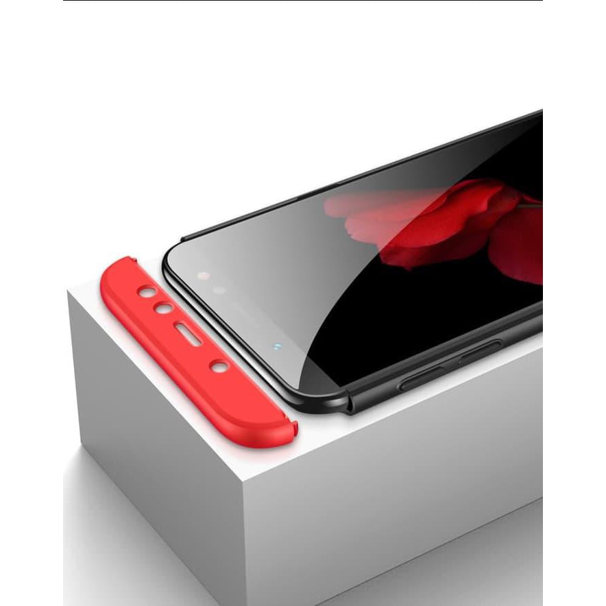Samsung A6 A6 2018 Hardcase CASE 360 Full Protective - HITAMLISTMERAH Top Quality